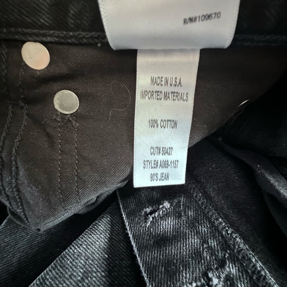 AGOLDE women's button fly jeans 24 bootcut raw hem distressed denim black cotton - Picture 8 of 8